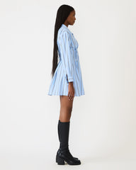 ARIANY Estate Blue Long-Sleeved Collared Neckline Women's Dress | Steve Madden US