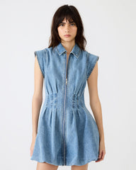 DYANNE Forever Blue Women's Zip-Front Bubble-Hem Dress | Steve Madden Sale