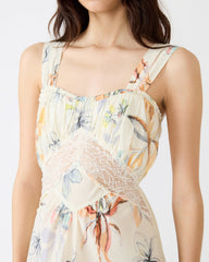 ALEXUS Vintage Ivory Flowy Lace Trim Flowy Women's Maxi Dress | Steve Madden on Sale