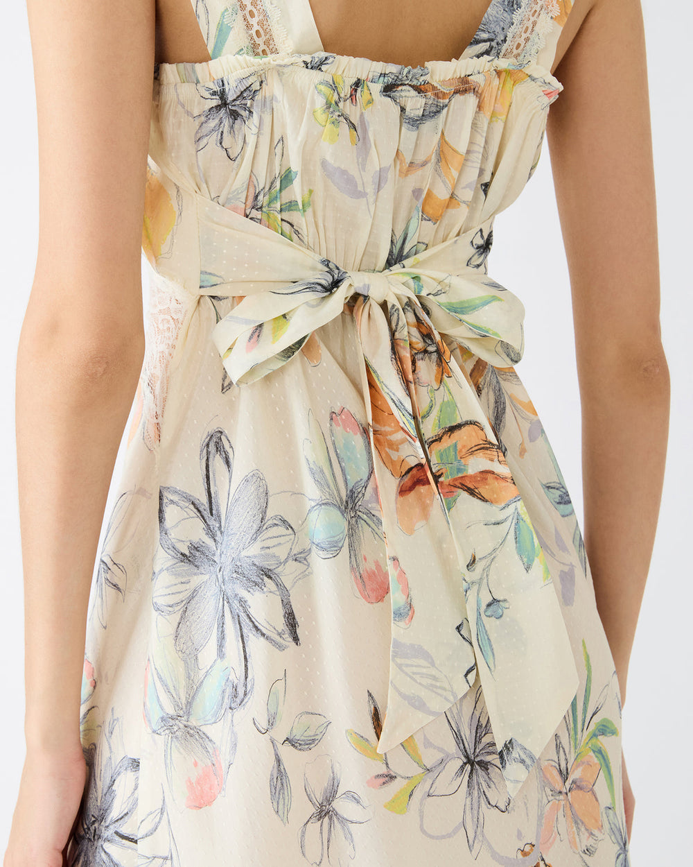 ALEXUS Vintage Ivory Flowy Lace Trim Flowy Women's Maxi Dress | Steve Madden on Sale