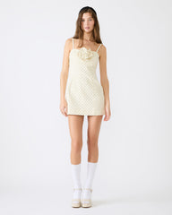 PEONY Pristine Ivory Mini Denim Polka Dot Women's Dress | Steve Madden discount