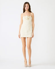 PEONY Pristine Ivory Mini Denim Polka Dot Women's Dress | Steve Madden discount