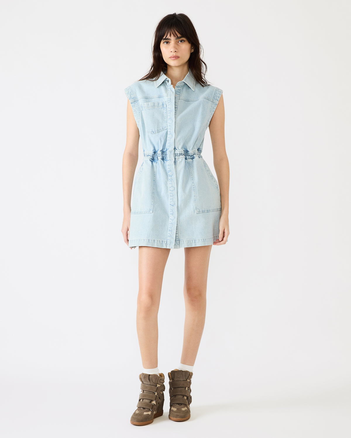 ROBBIE Aruba Blue Denim Zip-Up Collared Women's MinI Dress | Steve Madden online