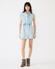 ROBBIE Aruba Blue Denim Zip-Up Collared Women's MinI Dress | Steve Madden online