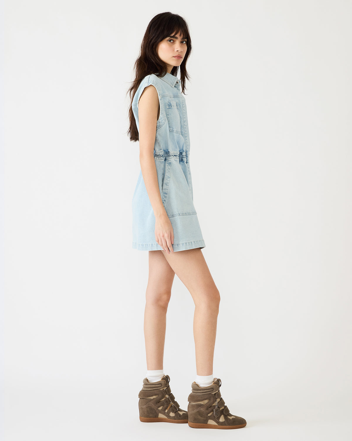 ROBBIE Aruba Blue Denim Zip-Up Collared Women's MinI Dress | Steve Madden online