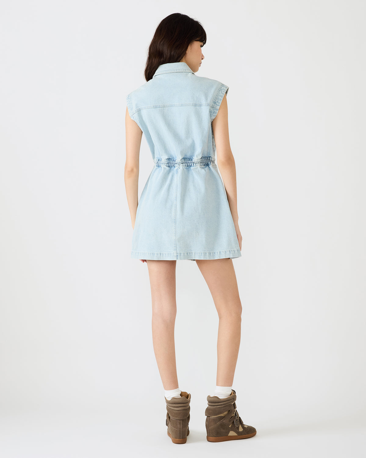 ROBBIE Aruba Blue Denim Zip-Up Collared Women's MinI Dress | Steve Madden online