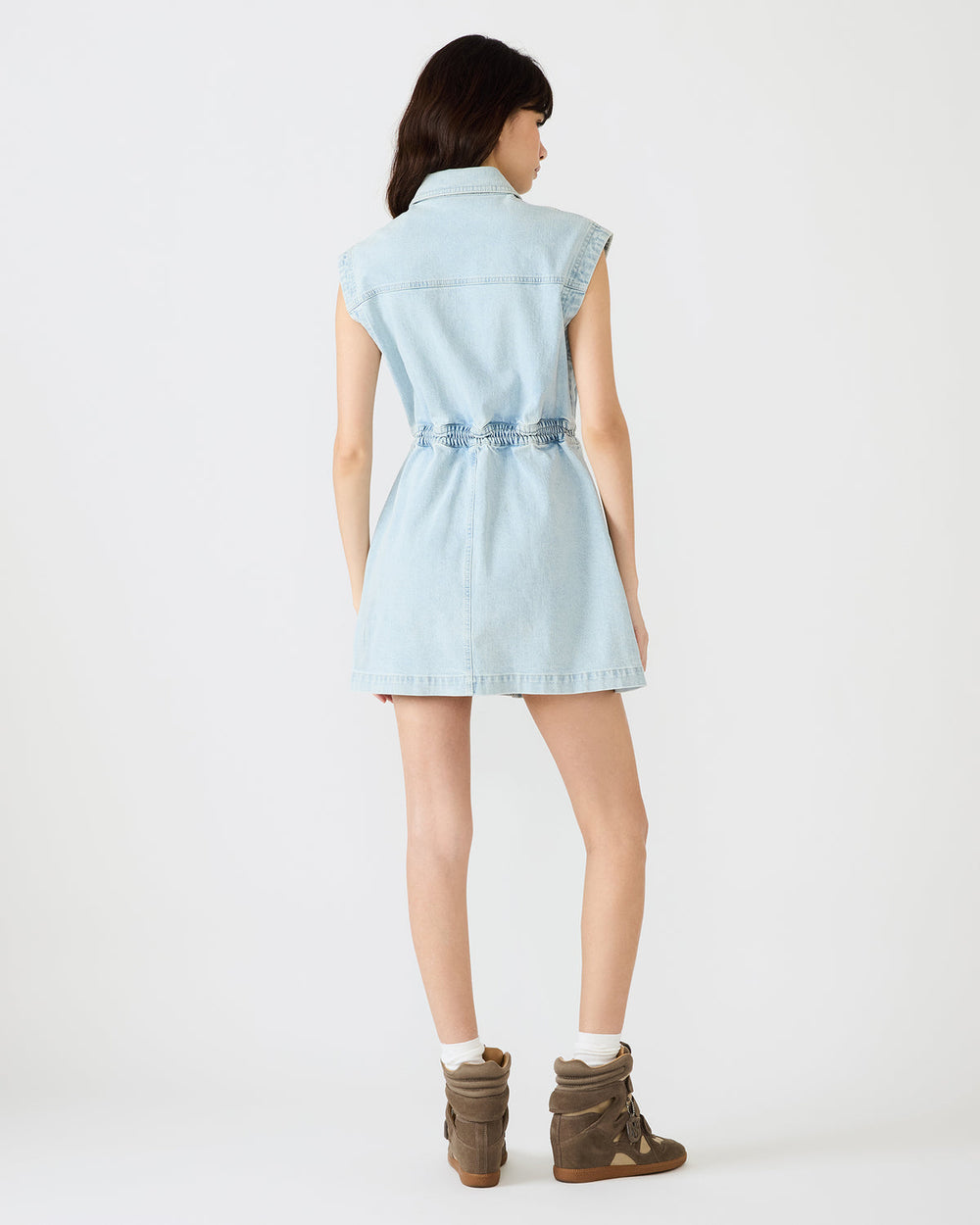 ROBBIE Aruba Blue Denim Zip-Up Collared Women's MinI Dress | Steve Madden online