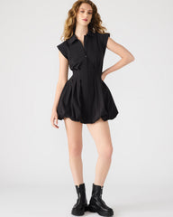 DYANNE Black Women's Zip-Front Bubble-Hem Dress | Steve Madden US