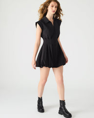 DYANNE Black Women's Zip-Front Bubble-Hem Dress | Steve Madden US