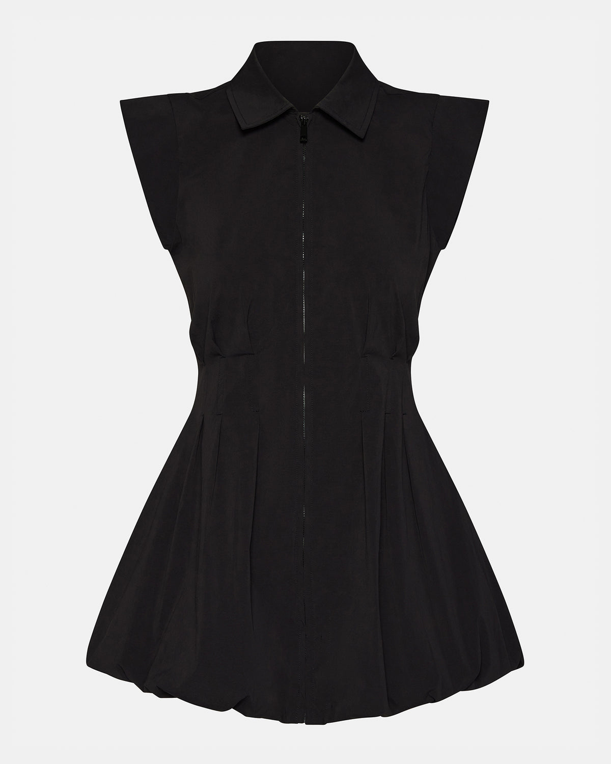 DYANNE Black Women's Zip-Front Bubble-Hem Dress | Steve Madden US