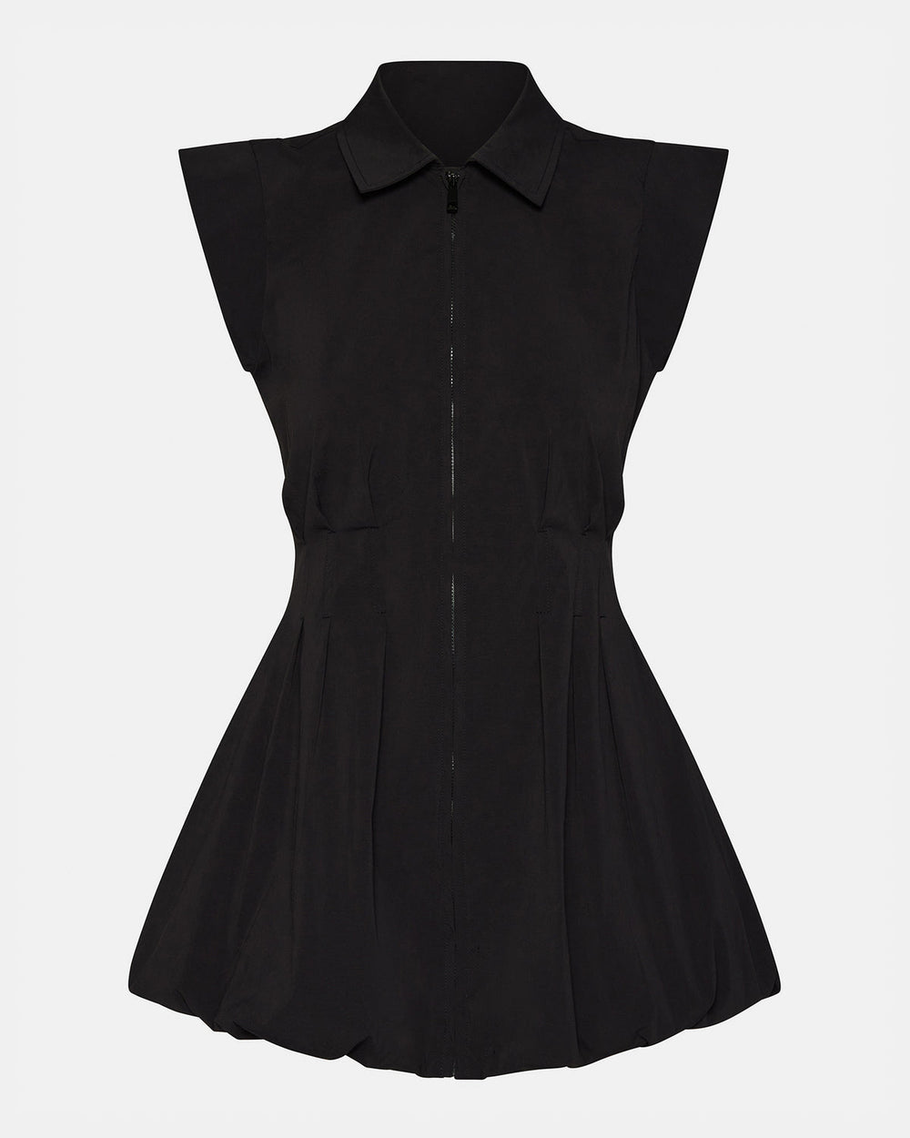 DYANNE Black Women's Zip-Front Bubble-Hem Dress | Steve Madden US