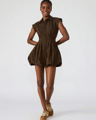 DYANNE Dark Espresso Women's Zip-Front Bubble-Hem Dress | Steve Madden near me
