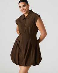 DYANNE Dark Espresso Women's Zip-Front Bubble-Hem Dress | Steve Madden near me