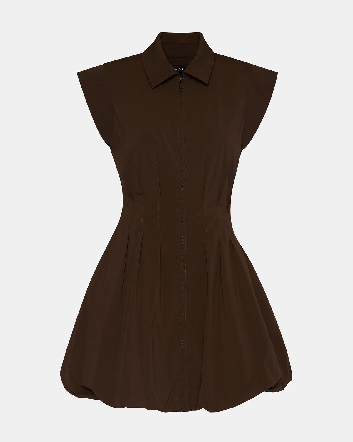 DYANNE Dark Espresso Women's Zip-Front Bubble-Hem Dress | Steve Madden near me