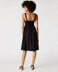 FLEUR Black Flowy Smocked Midi Women's Dress | Steve Madden discount