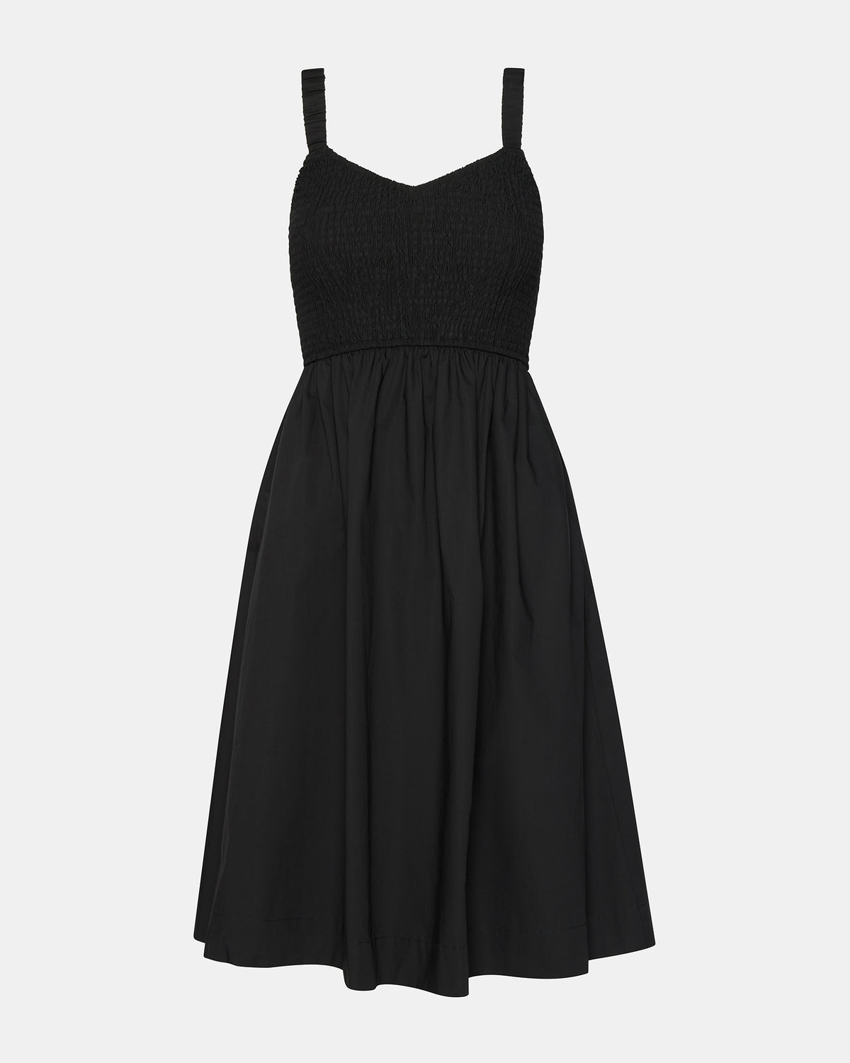 FLEUR Black Flowy Smocked Midi Women's Dress | Steve Madden discount