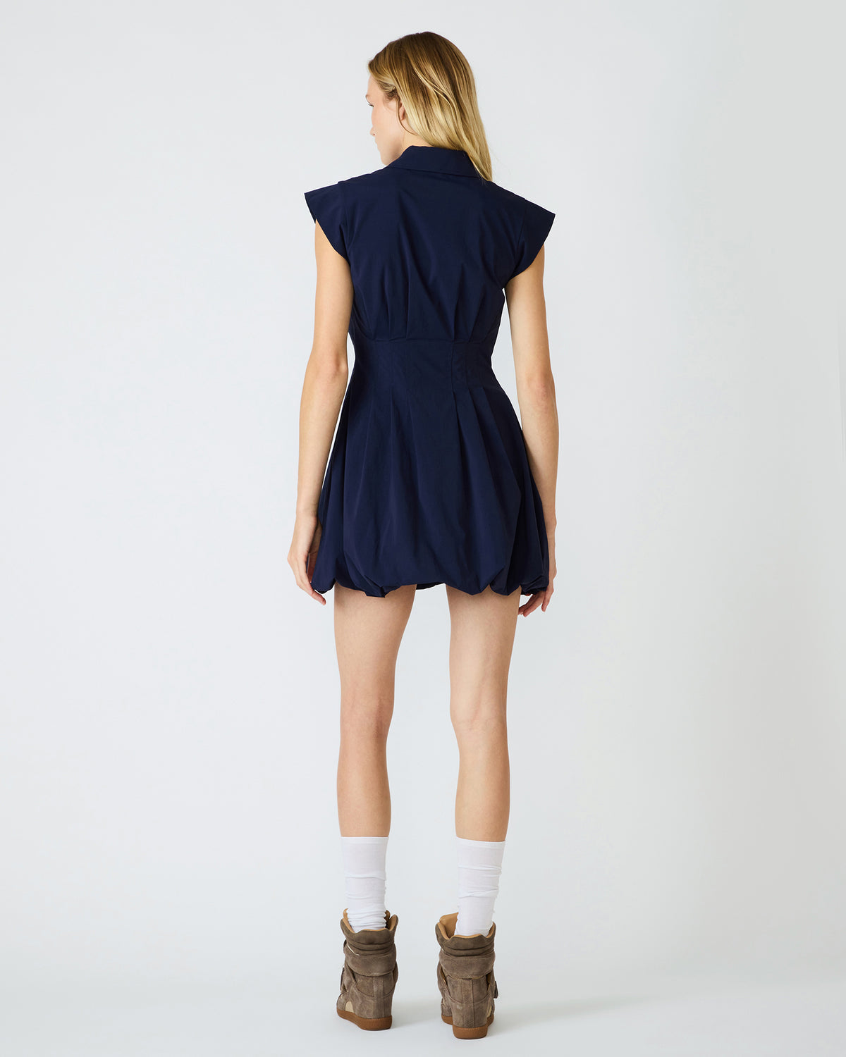 DYANNE Marine Women's Zip-Front Bubble-Hem Dress | Steve Madden online
