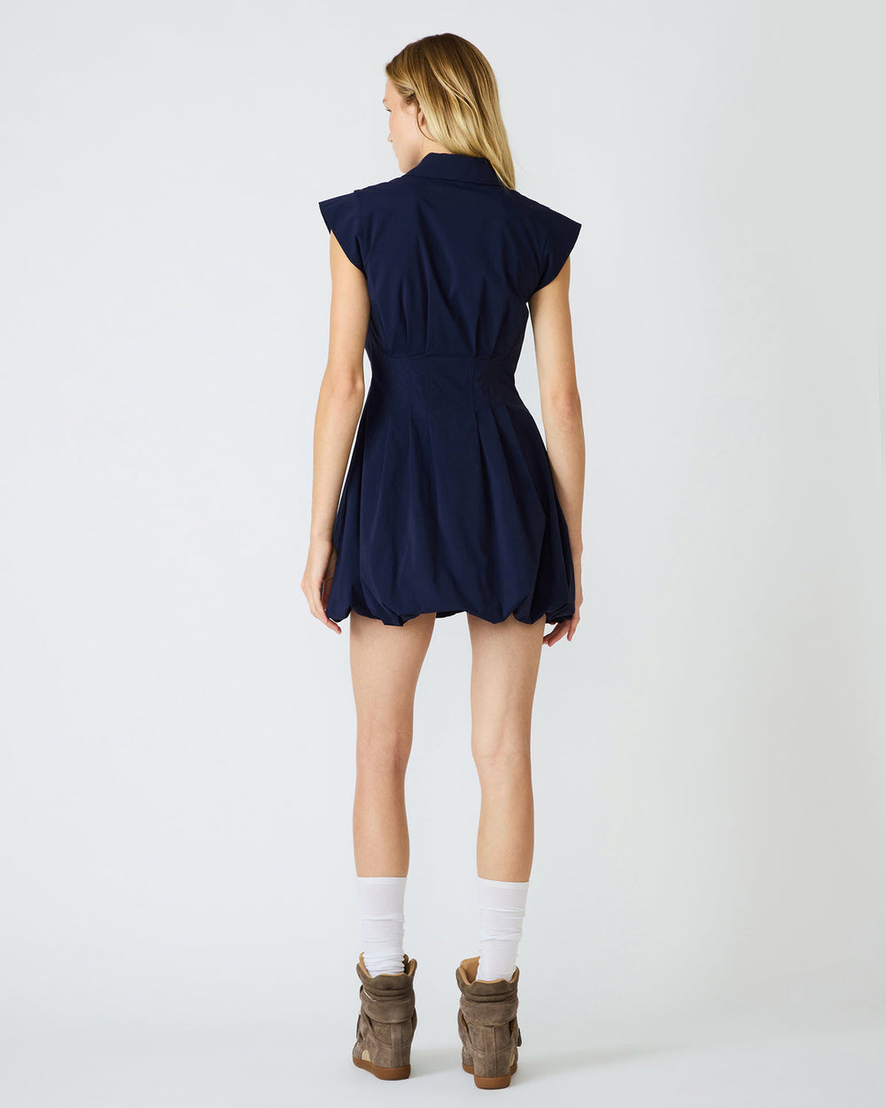 DYANNE Marine Women's Zip-Front Bubble-Hem Dress | Steve Madden online