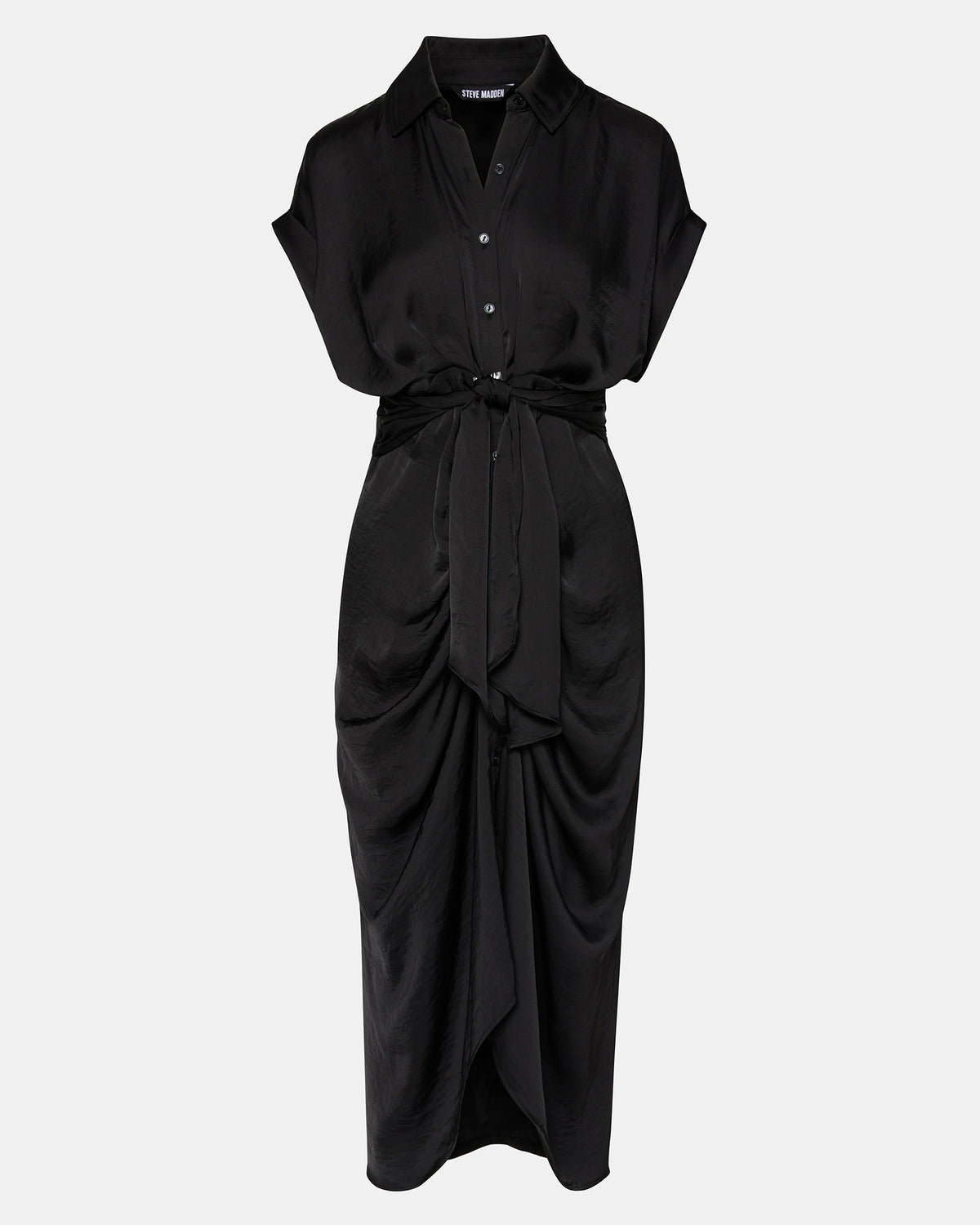 TORI Black Button Up Collared Midi Dress | Steve Madden outlet