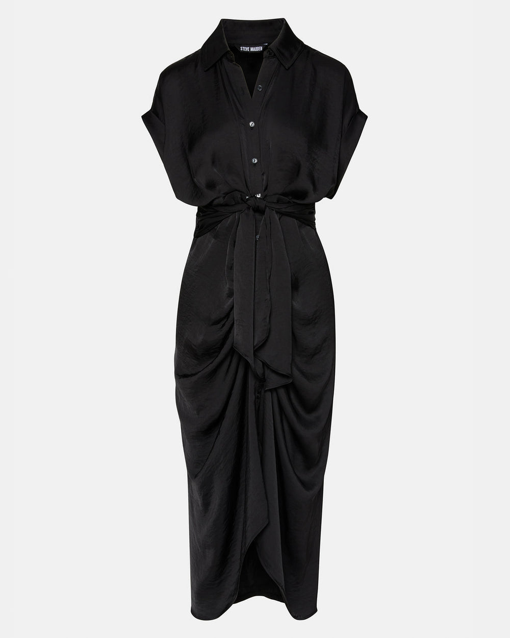 TORI Black Button Up Collared Midi Dress | Steve Madden outlet