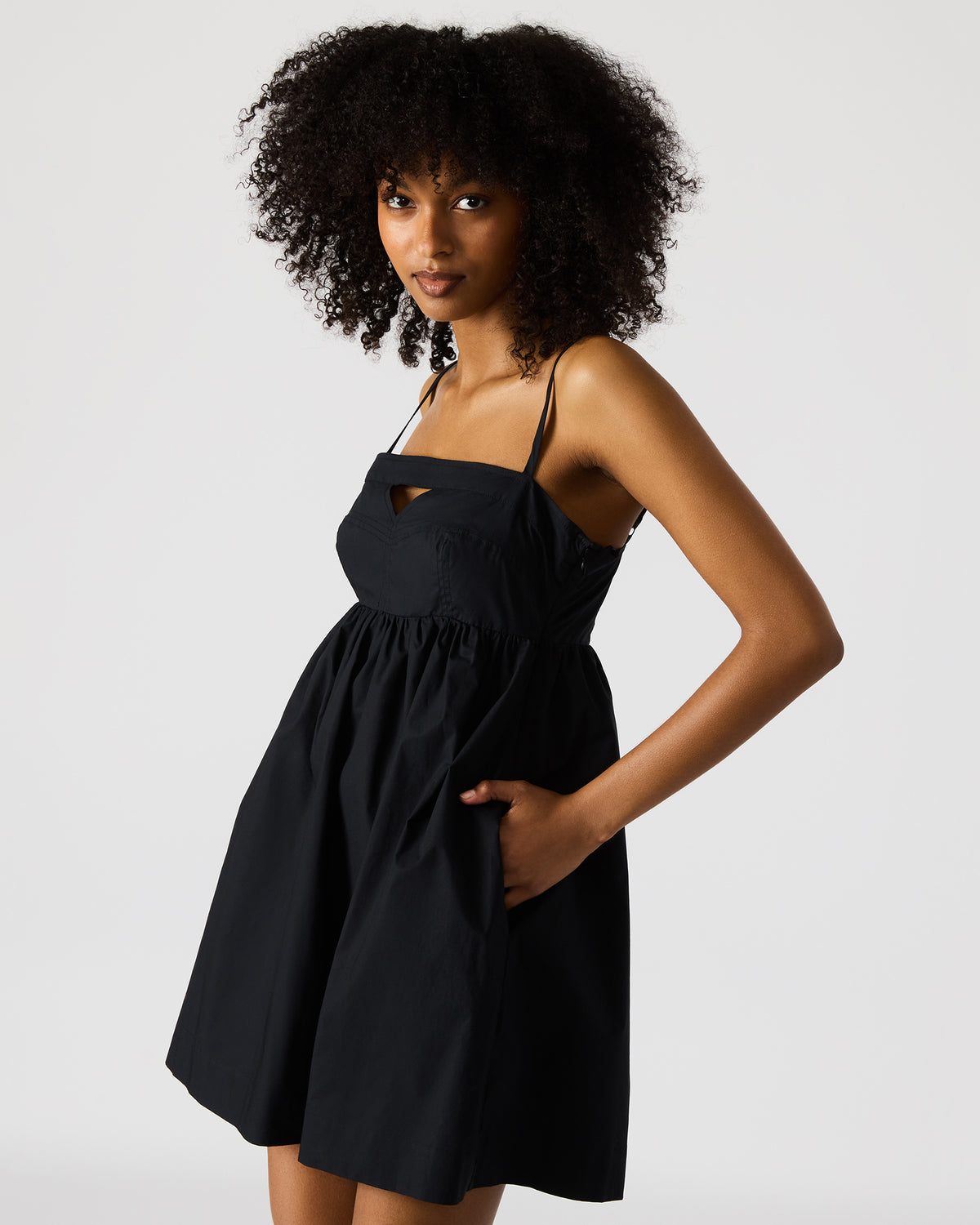 MEADOW Black Mini Cut-Out Flowy Dress | Steve Madden Sale