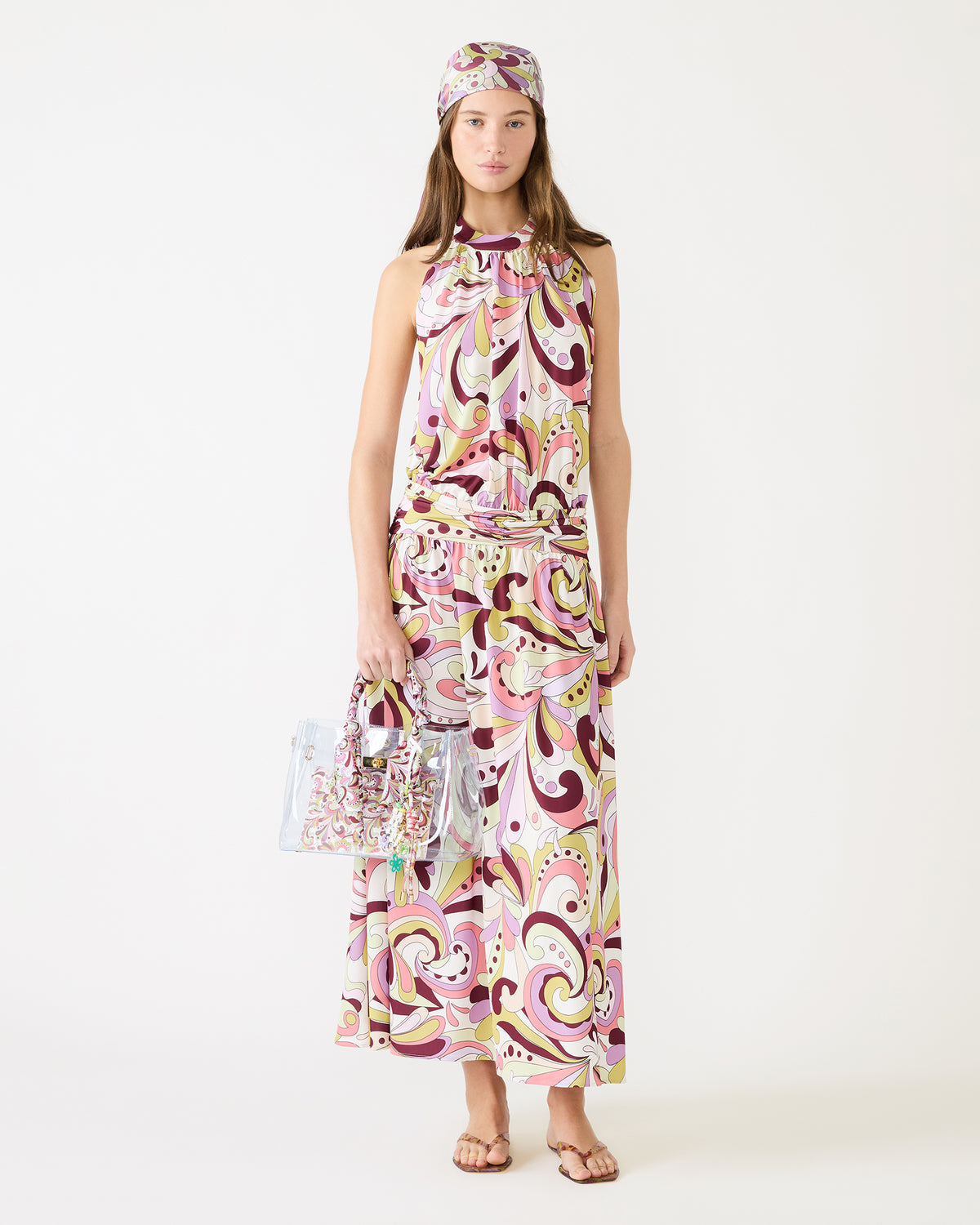 GALA Dress Petal Paisley Maxi Halter Neck Flowy Open-Back Women's Dress | Steve Madden US