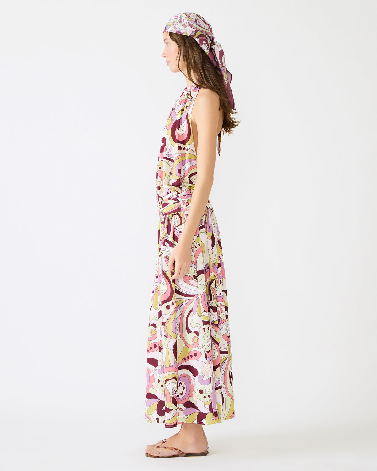 GALA Dress Petal Paisley Maxi Halter Neck Flowy Open-Back Women's Dress | Steve Madden US