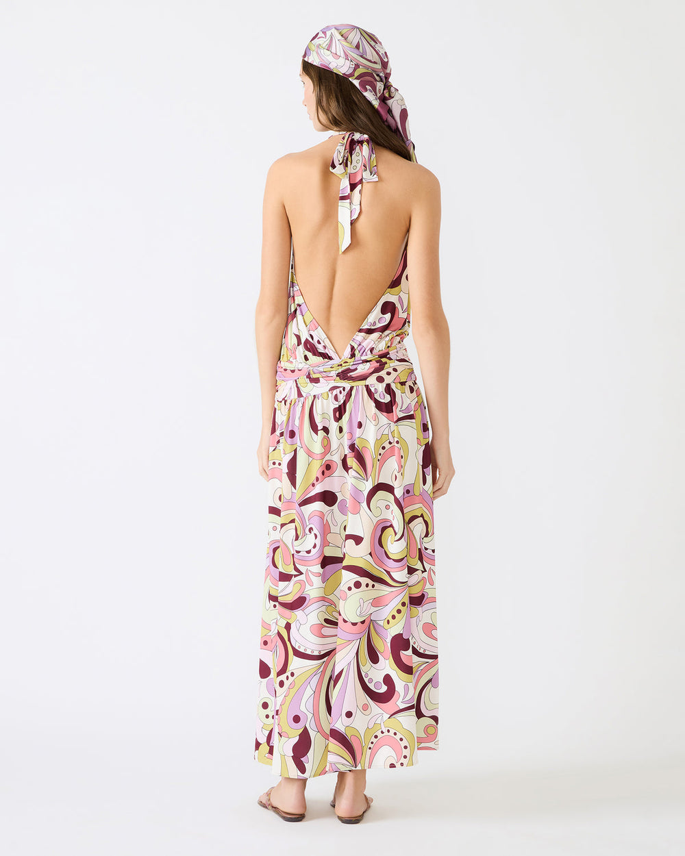 GALA Dress Petal Paisley Maxi Halter Neck Flowy Open-Back Women's Dress | Steve Madden US