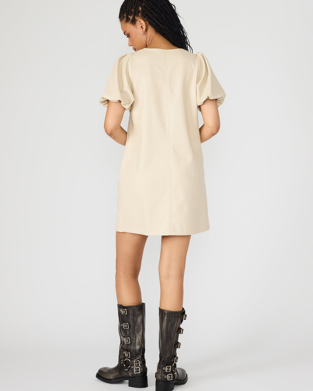 TILLY Bone Short-Sleeved Faux Leather Women's Dress | Steve Madden outlet