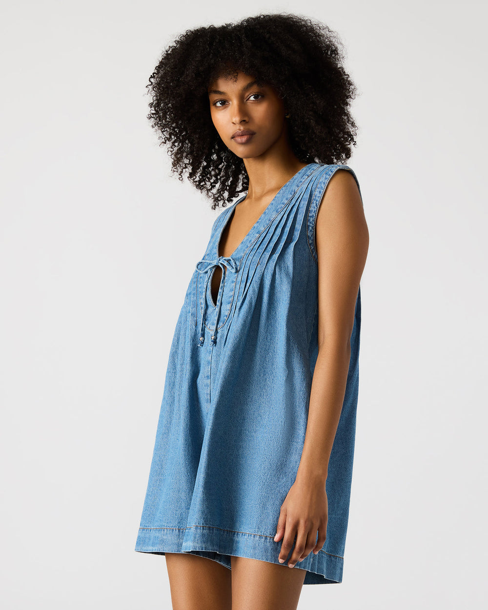 MICK Denim Pull-On Tie-Front Women's Romper | Steve Madden on Sale