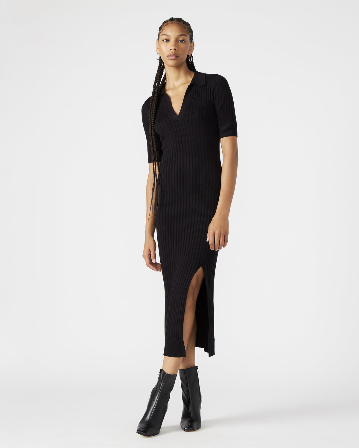 LINDY Dress Black | Collared Midi Dress | Steve Madden near me