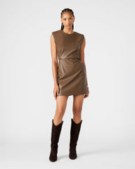 BELEN Brown Women's Shoulder Pad Mini Dress | Steve Madden discount