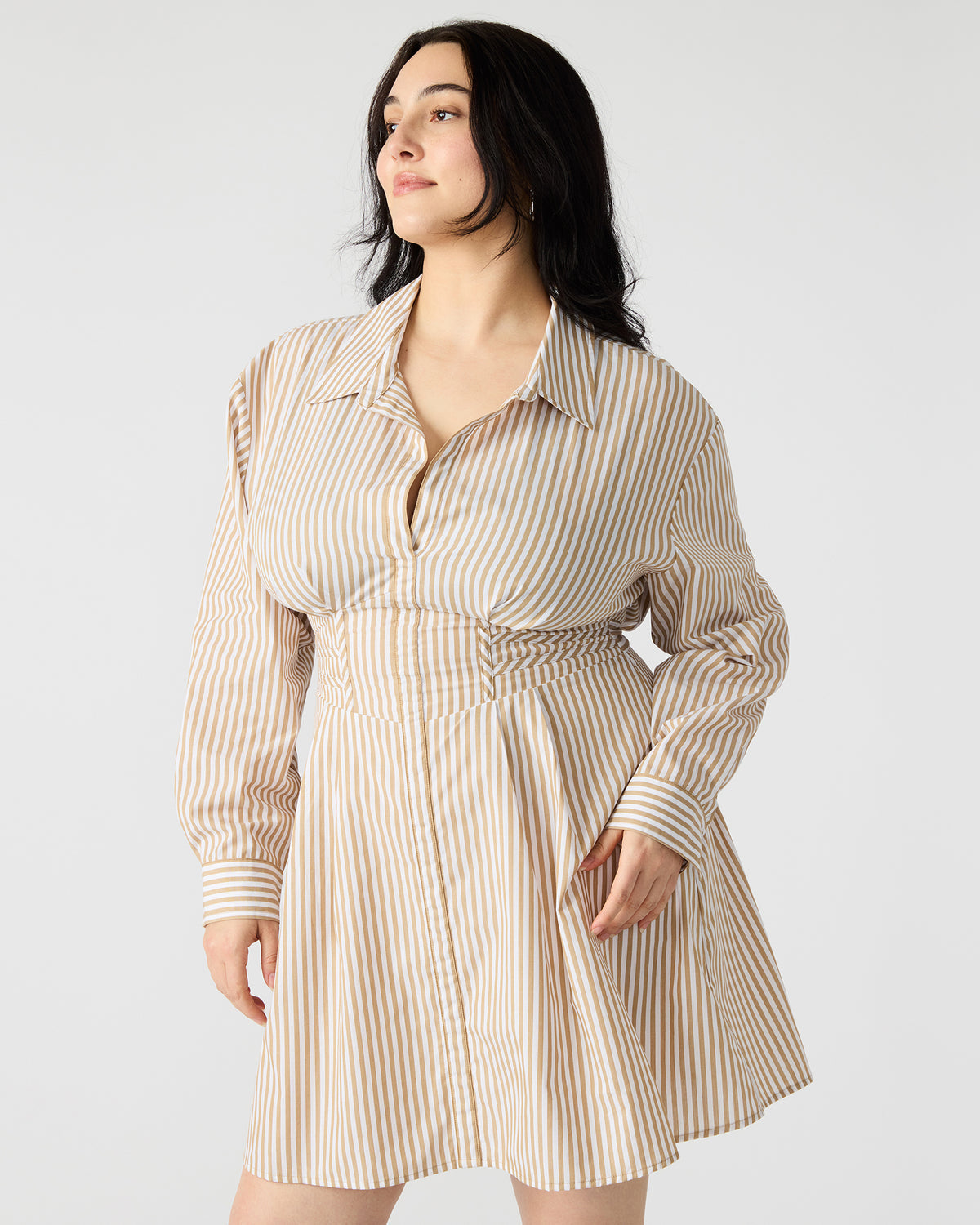 ARIA Taupe Women's Button-Up Mini Dress | Steve Madden online