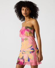 BRYAR Multi Strapless Flowy Mesh Overlay Floral Print Mini Women's Dress | Steve Madden US