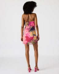 BRYAR Multi Strapless Flowy Mesh Overlay Floral Print Mini Women's Dress | Steve Madden US