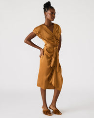 BRUNO Caramel Women's Button-Up Short-Sleeved Midi Dress | Steve Madden on Sale