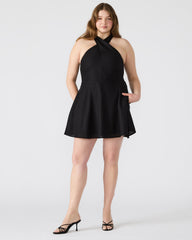 KOSTA Black Women's Mini Halter Cross-Neck Dress | Steve Madden near me