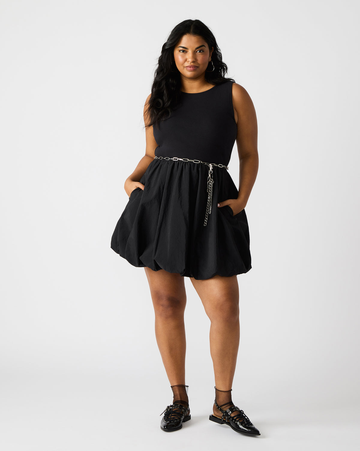 PALERMO Black Women's Mini Bubble-Hem Dress | Steve Madden discount