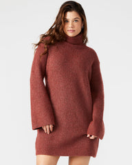 ABBIE Sweater Dress Rust | Mini Turtleneck Flared Sleeve Dress | Steve Madden online