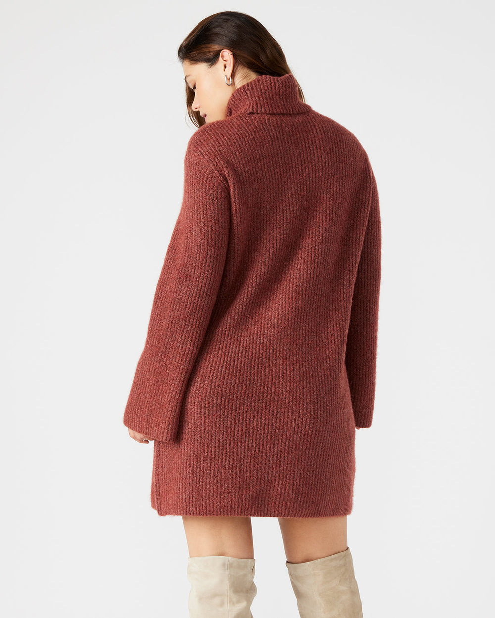 ABBIE Sweater Dress Rust | Mini Turtleneck Flared Sleeve Dress | Steve Madden online