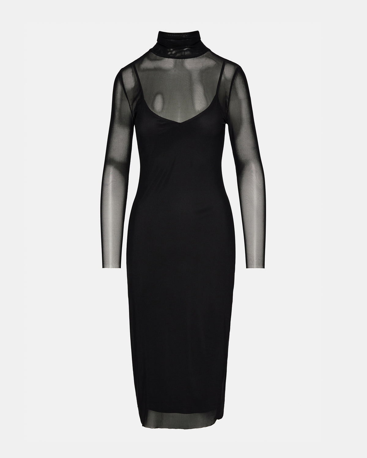 VIVIENNE Black Women's Mock Neck Midi Dress | Steve Madden US