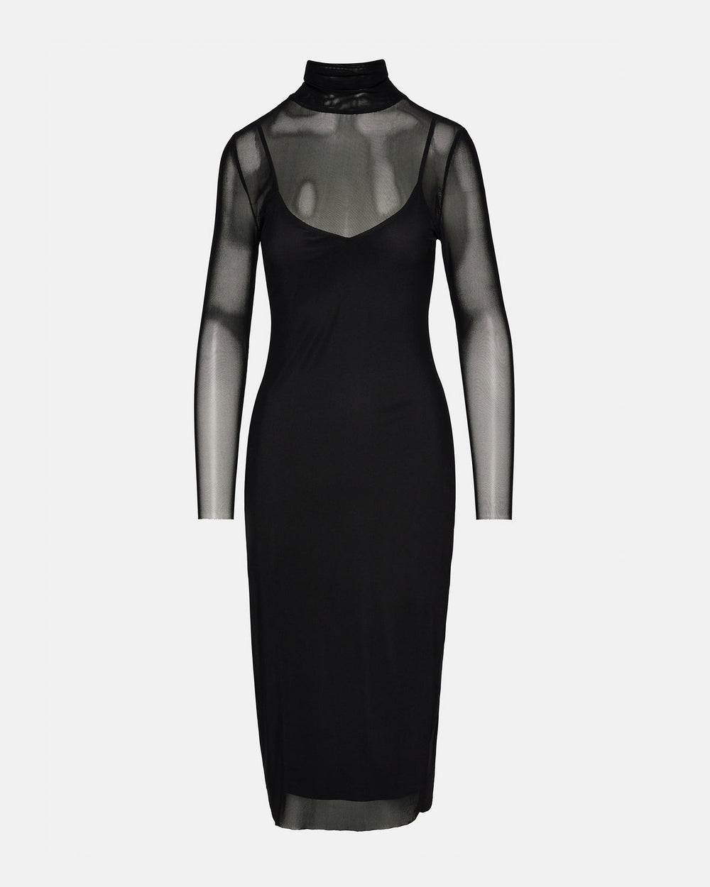 VIVIENNE Black Women's Mock Neck Midi Dress | Steve Madden US