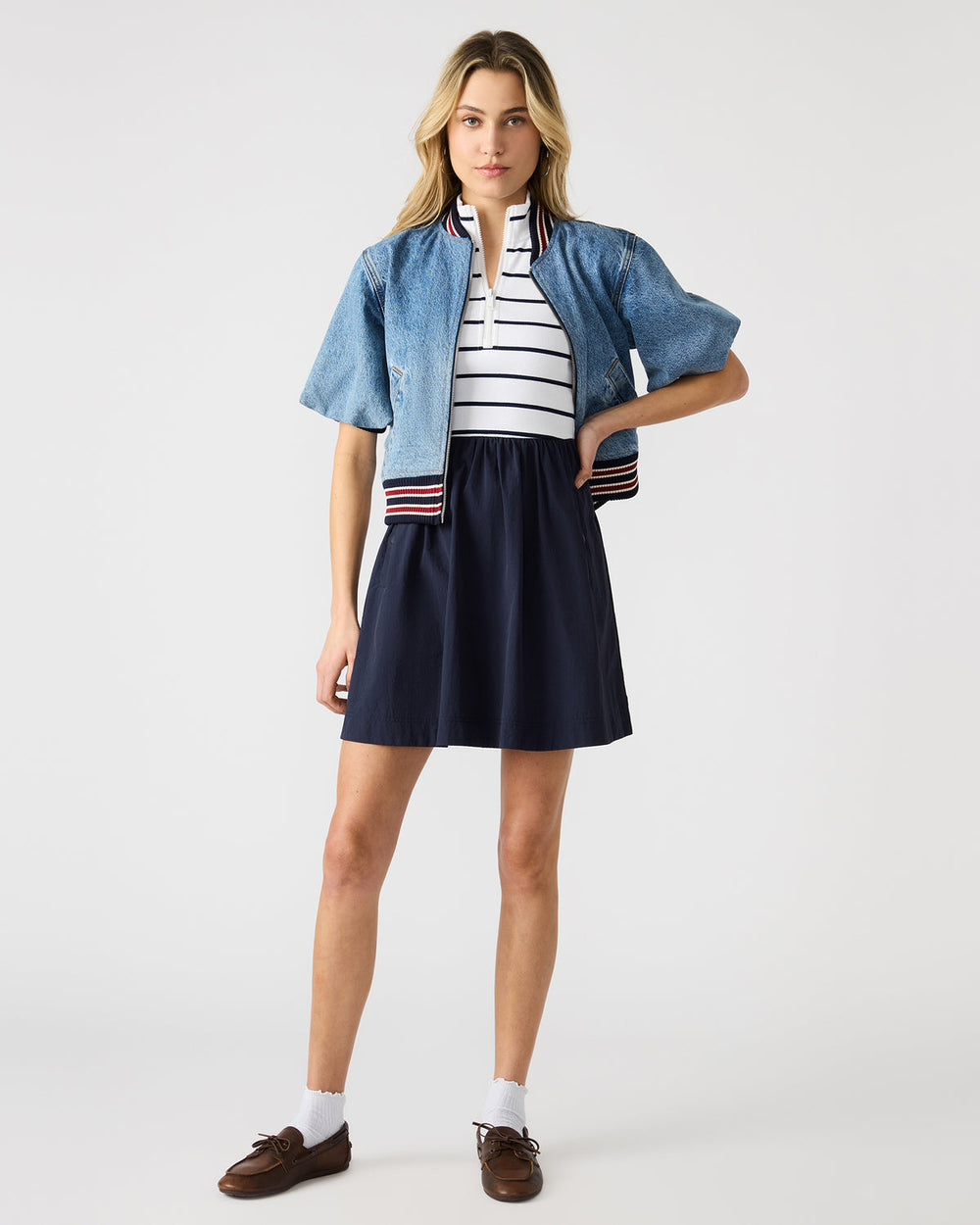 LYON Navy Women's Collared Sleeveless Flowy Dress | Steve Madden Sale