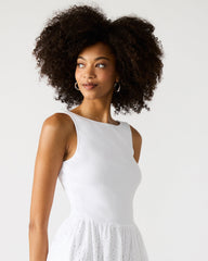 JULIAN White Women's Eyelet Sleeveless Midi Dress | Steve Madden for Sale