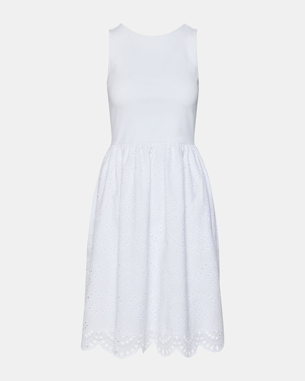 JULIAN White Women's Eyelet Sleeveless Midi Dress | Steve Madden for Sale