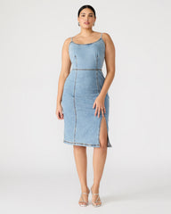 GISELLE Denim Midi Women's Dress with Slit | Steve Madden on Sale