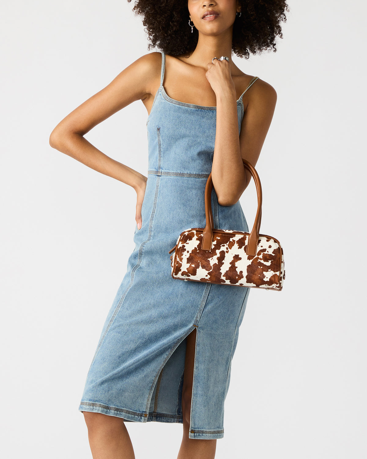 GISELLE Denim Midi Women's Dress with Slit | Steve Madden on Sale