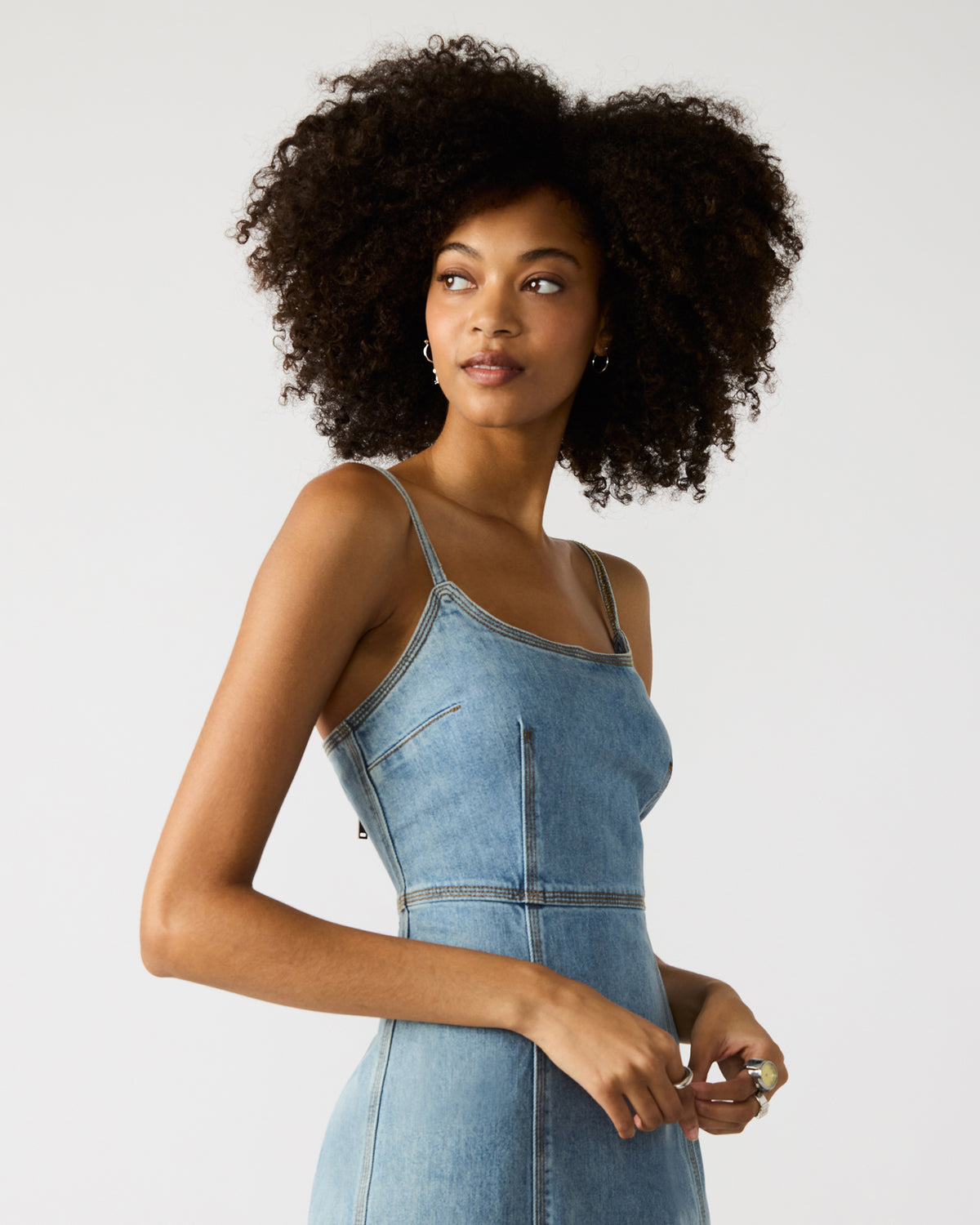 GISELLE Denim Midi Women's Dress with Slit | Steve Madden on Sale