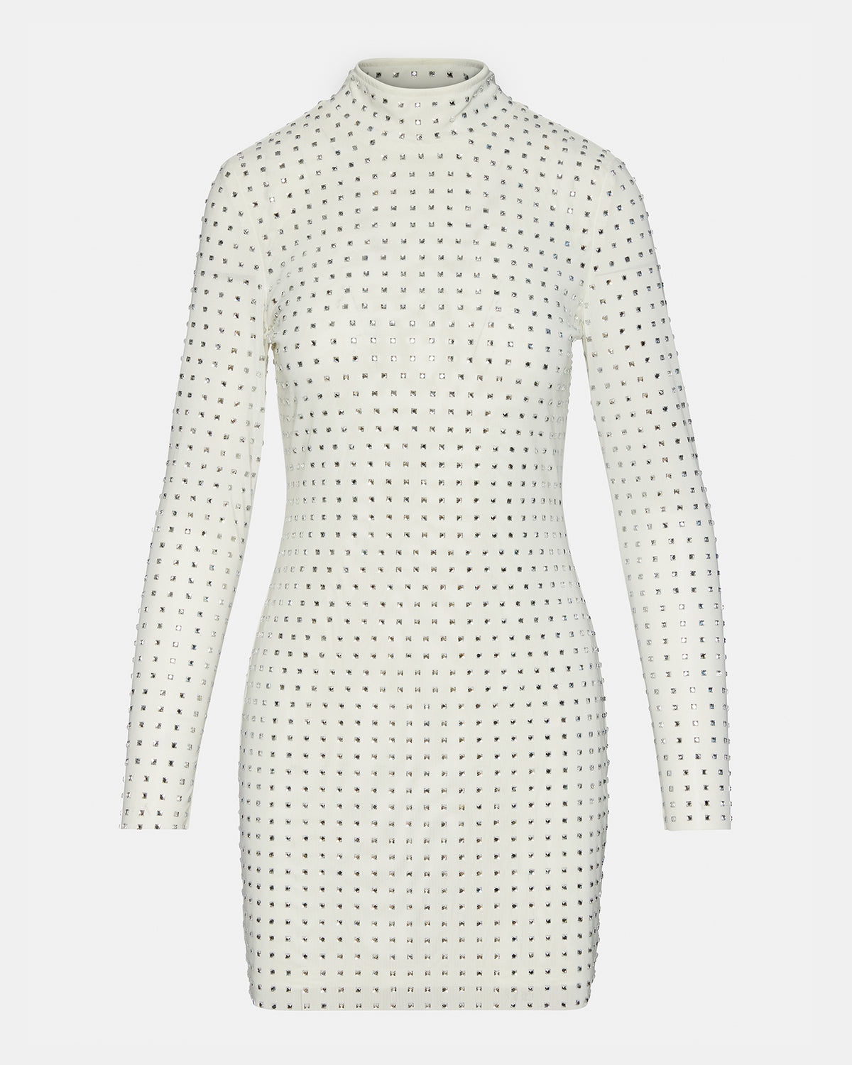 KRISTA Dress White | Women's Long-Sleeved Bodycon Rhinestone Mini Dress | Steve Madden online