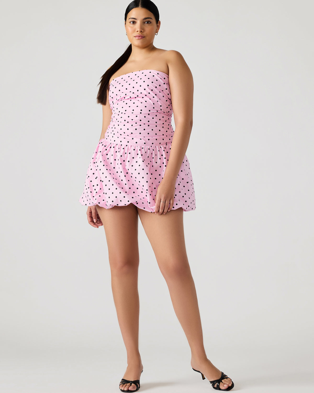 GIGI Pink Women's Strapless Mini Bubble-Hem Dress | Steve Madden US